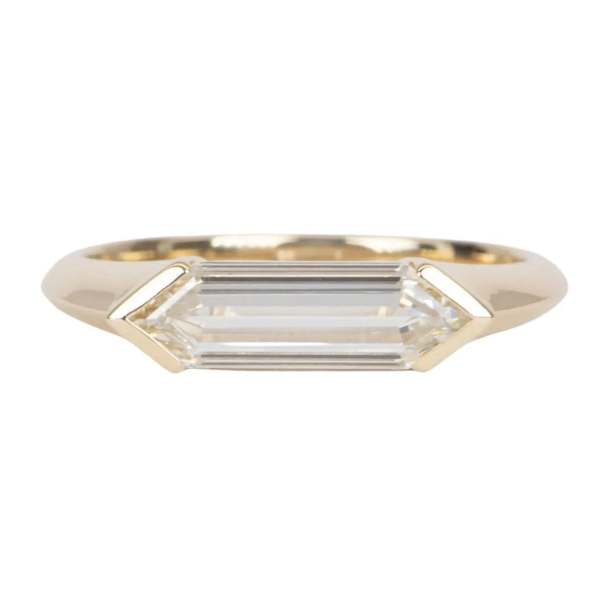 1.61ct Elongated Hexagon Lab Diamond Signet Engagement Ring 14K Gold IGI Certificate R6575