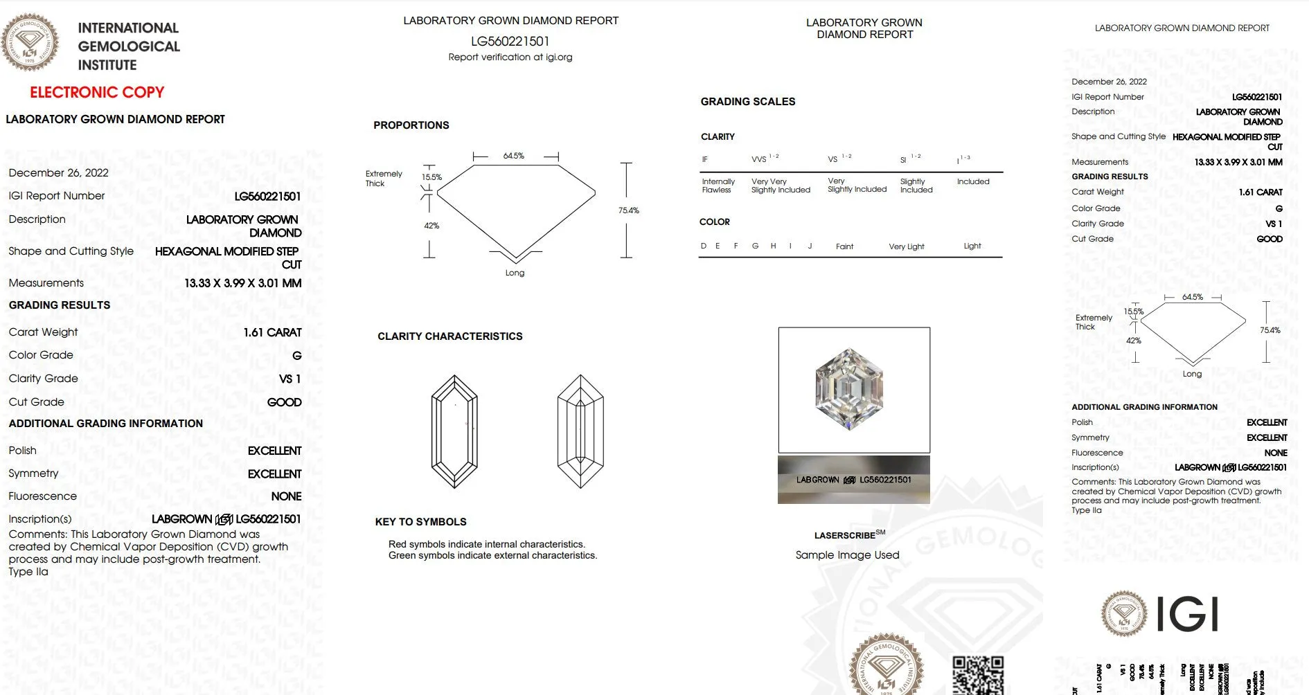 1.61ct Elongated Hexagon Lab Diamond Signet Engagement Ring 14K Gold IGI Certificate R6575