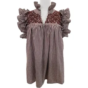 Aggie Maroon Gingham Hummingbird Blouse