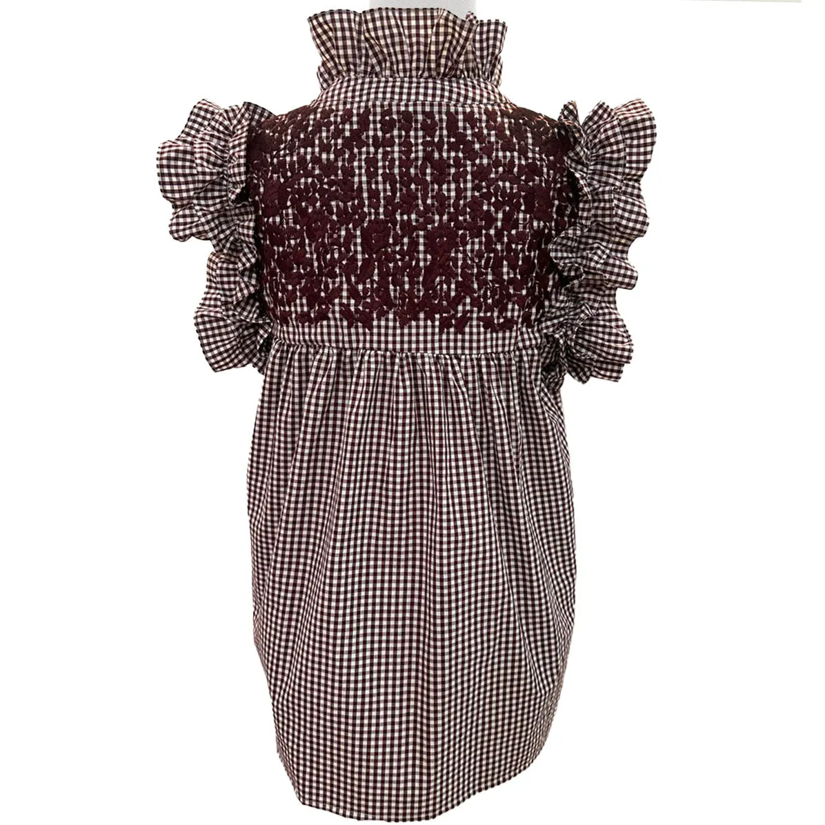 Aggie Maroon Gingham Hummingbird Blouse