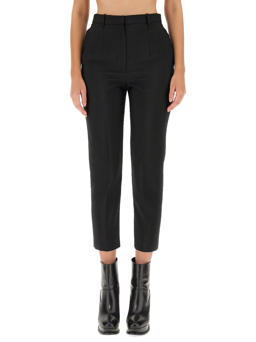 ALEXANDER McQUEEN    HIGH WAIST WOOL CIGARETTE PANTS