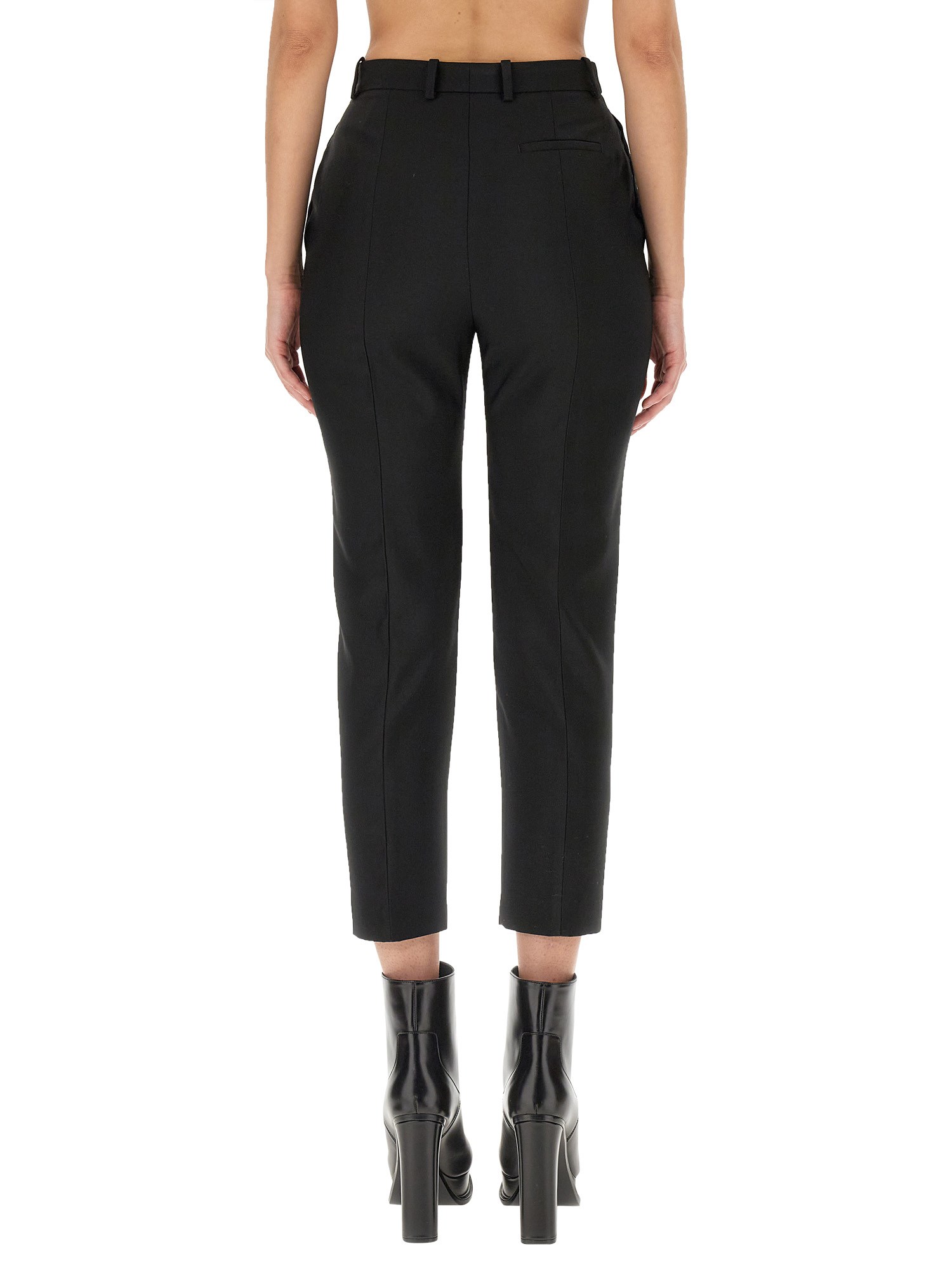 ALEXANDER McQUEEN    HIGH WAIST WOOL CIGARETTE PANTS