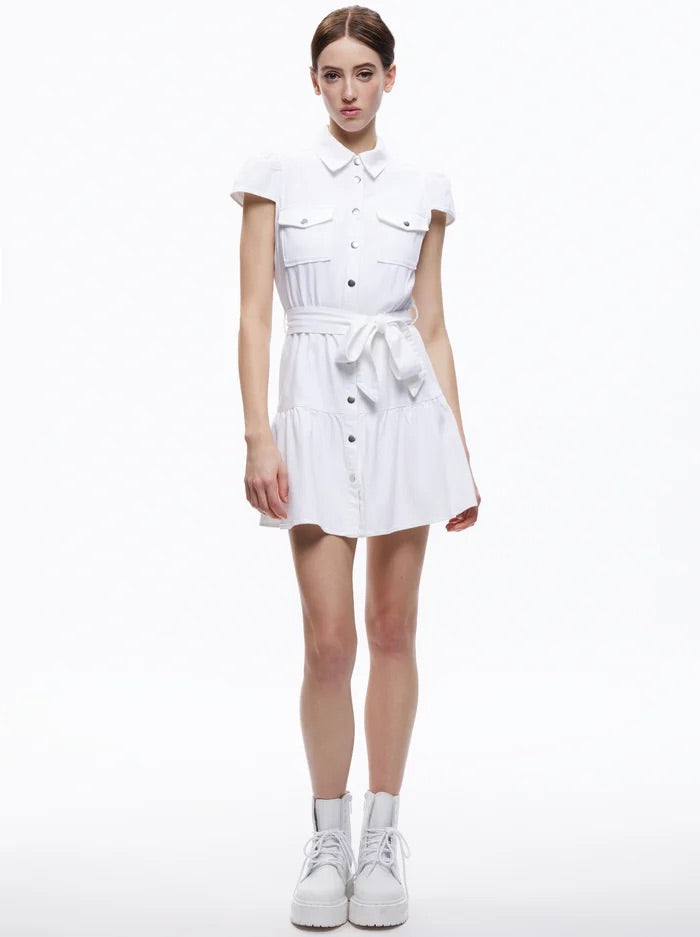 Alice + Olivia - Miranda Mini Denim Dress - White