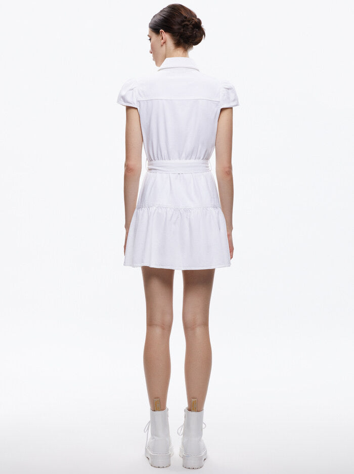 Alice + Olivia - Miranda Mini Denim Dress - White