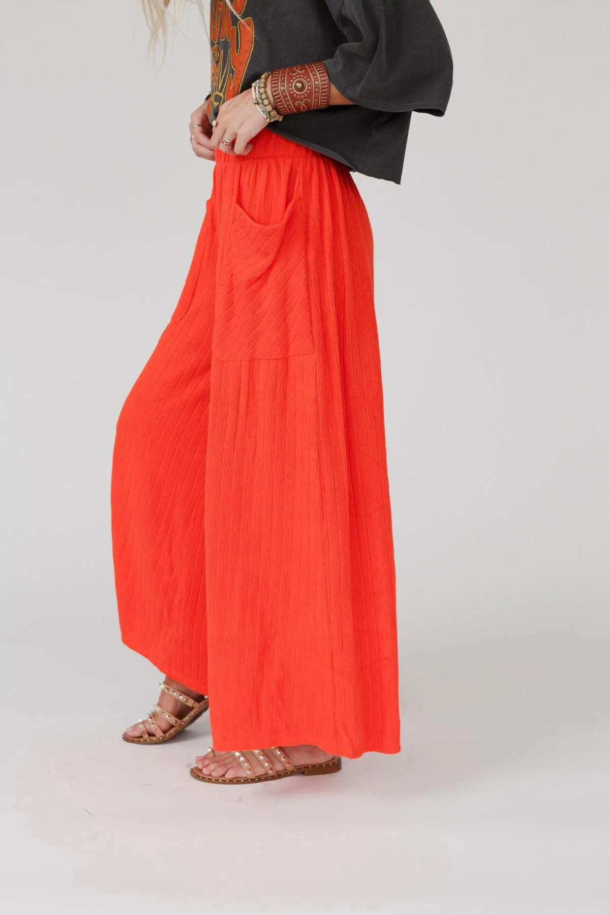 All Day Comfy Wide Leg Pants - Red