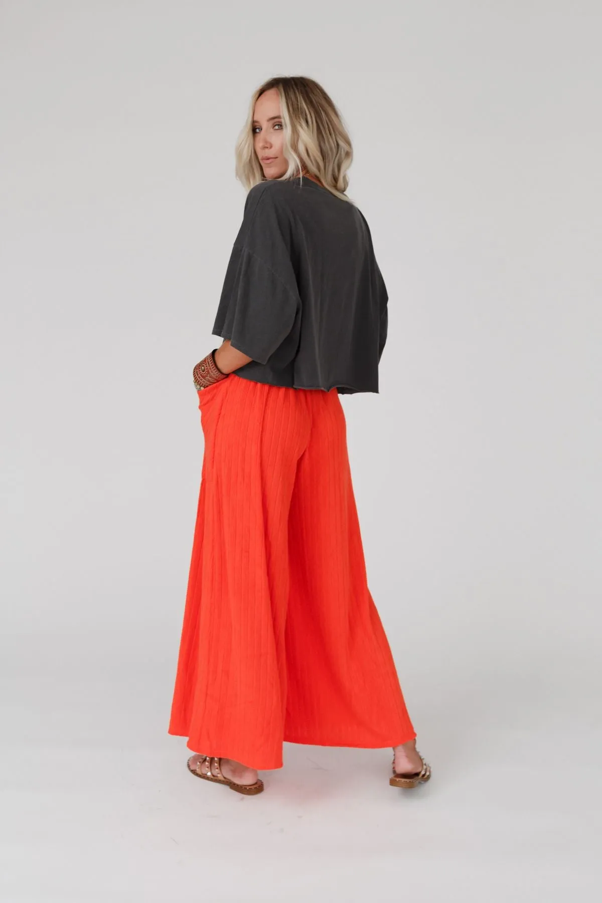 All Day Comfy Wide Leg Pants - Red