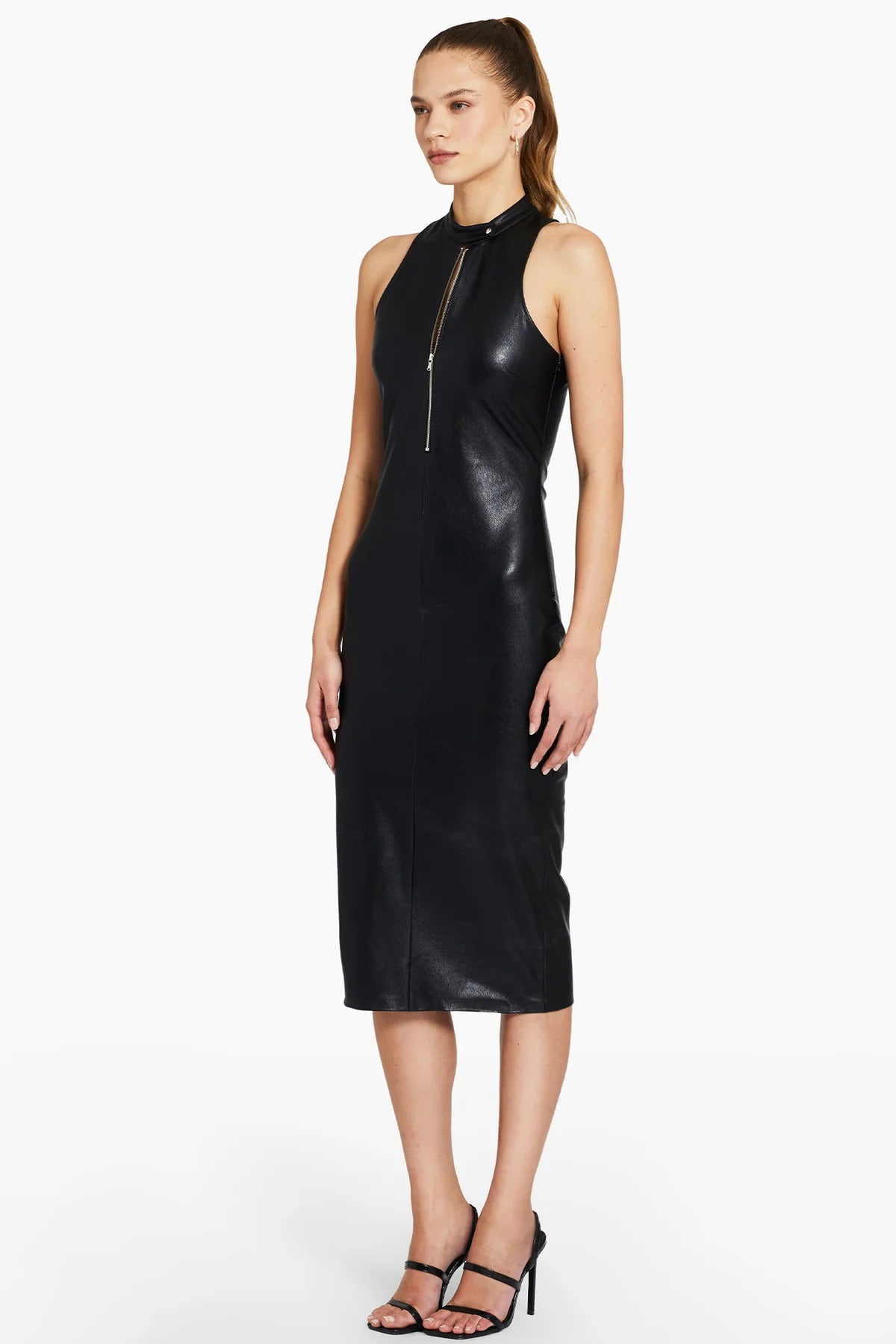 Amanda Uprichard - Declan Dress In Faux Leather - Black