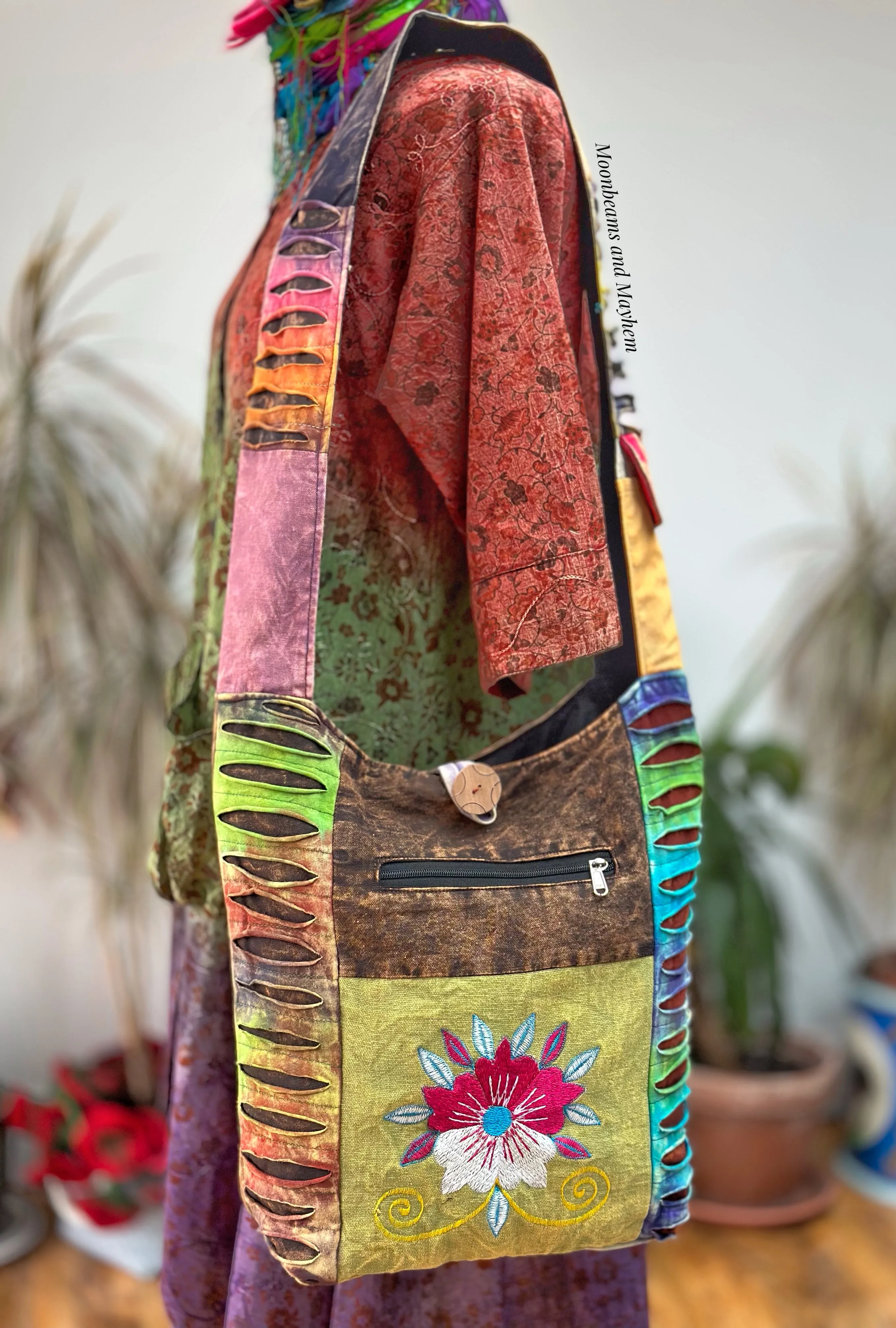 BEAUTIFUL COTTON BLOOM SHOULDER BAG / PURSE (GR12)