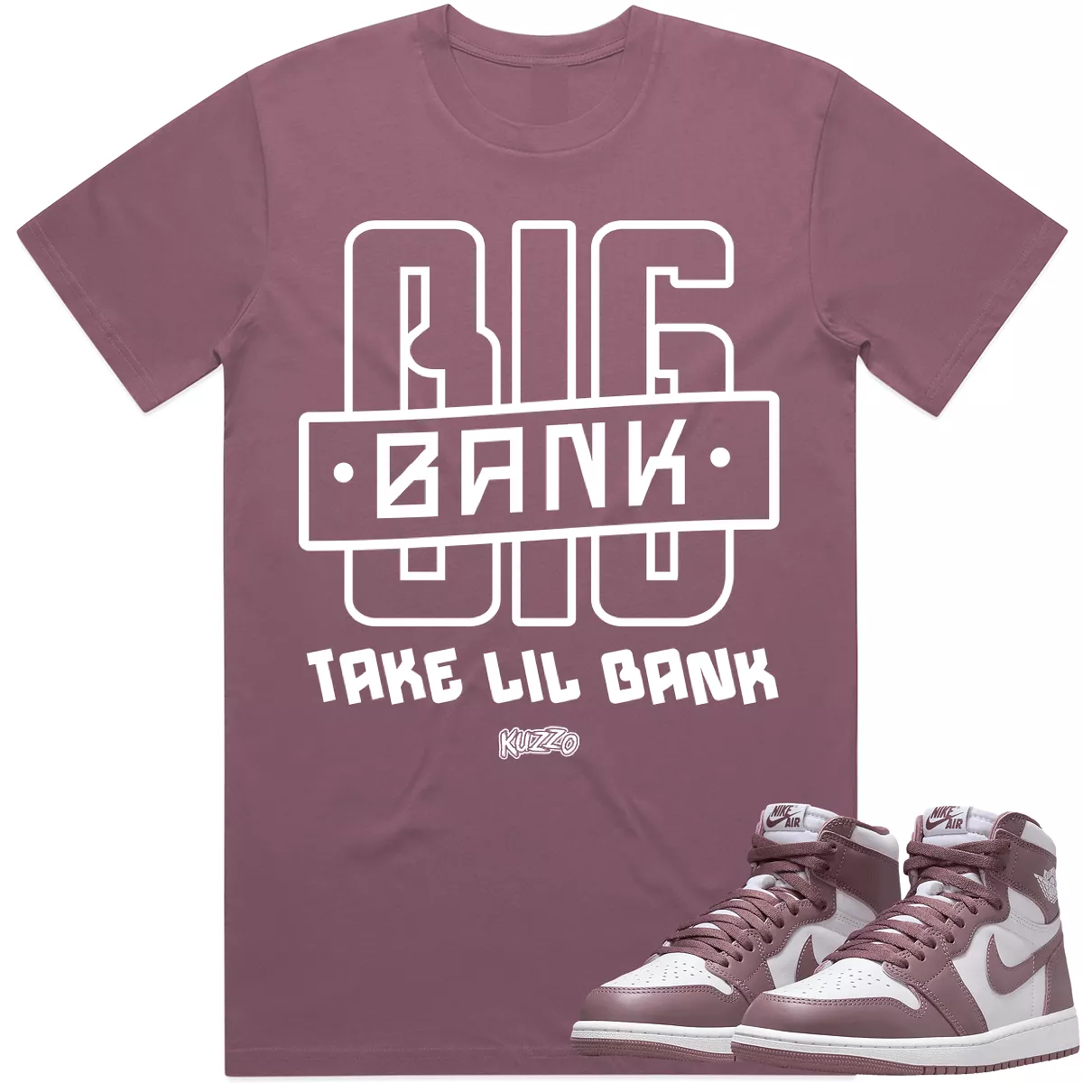 BIG BANK : Mauve Sneaker Tees Shirt (white ink)