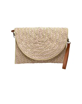 BOHO CURVED FLAP STRAW HANDBAG