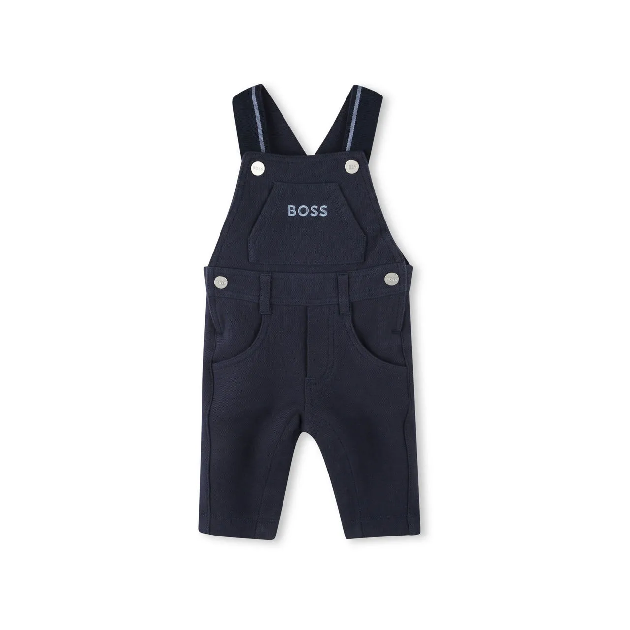 BOSS KIDS Logo Embroidered Dungarees - Navy