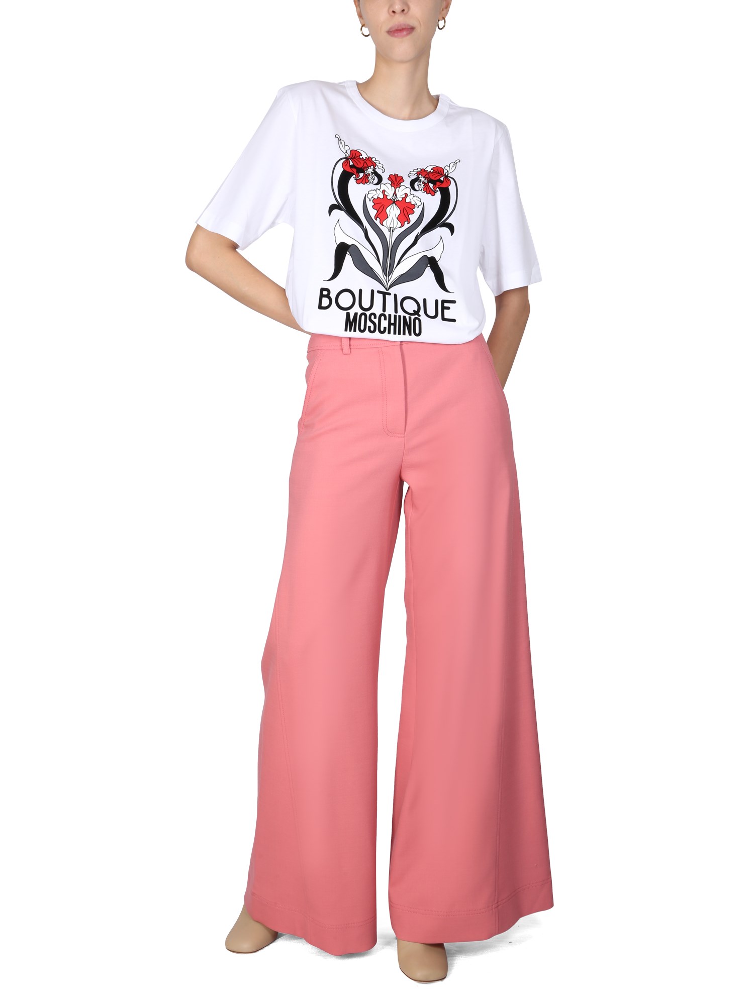 BOUTIQUE MOSCHINO    CHIC WOOL BLEND FLARE PANTS