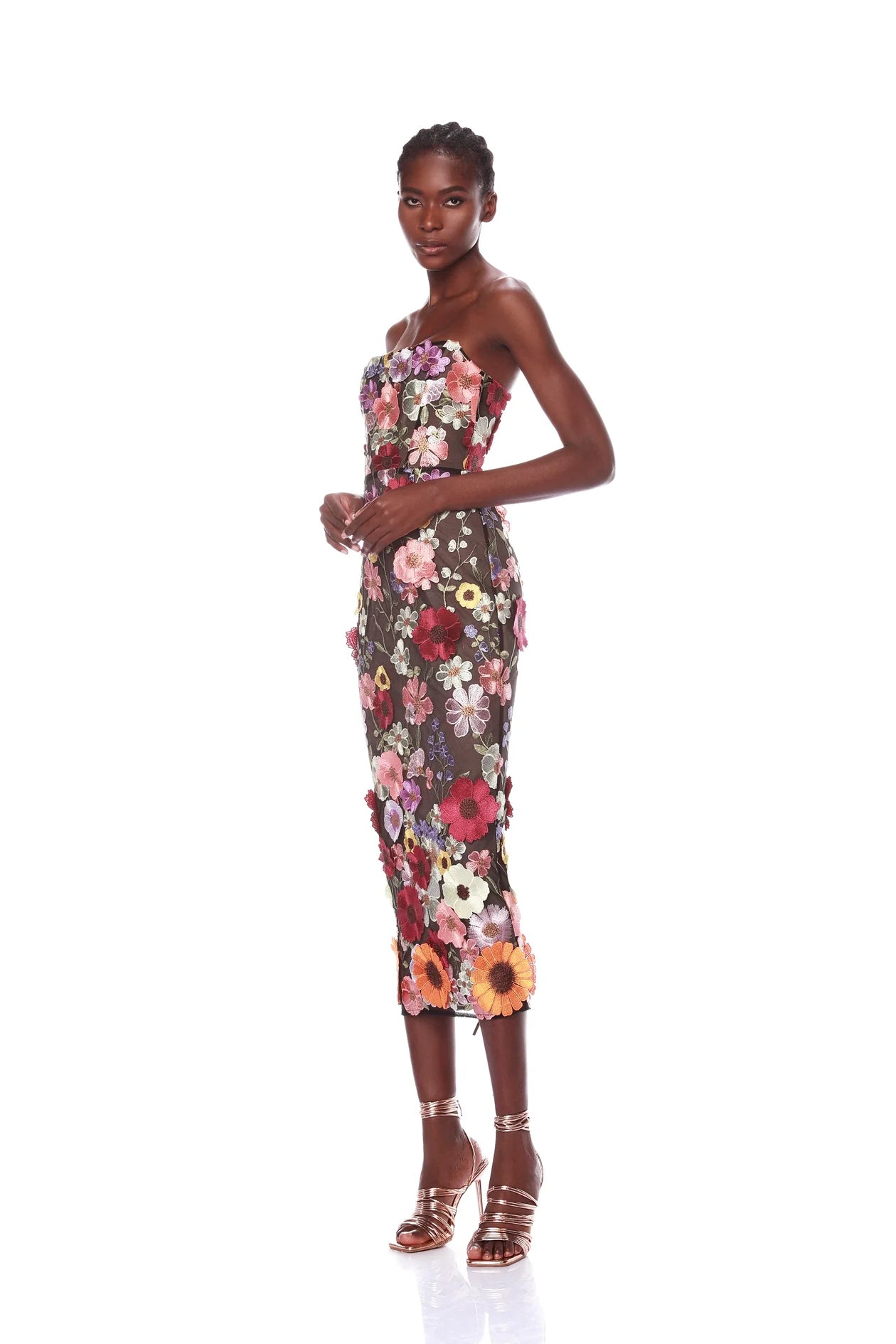 Bronx and Banco - Bouquet Midi Dress - Black Multi