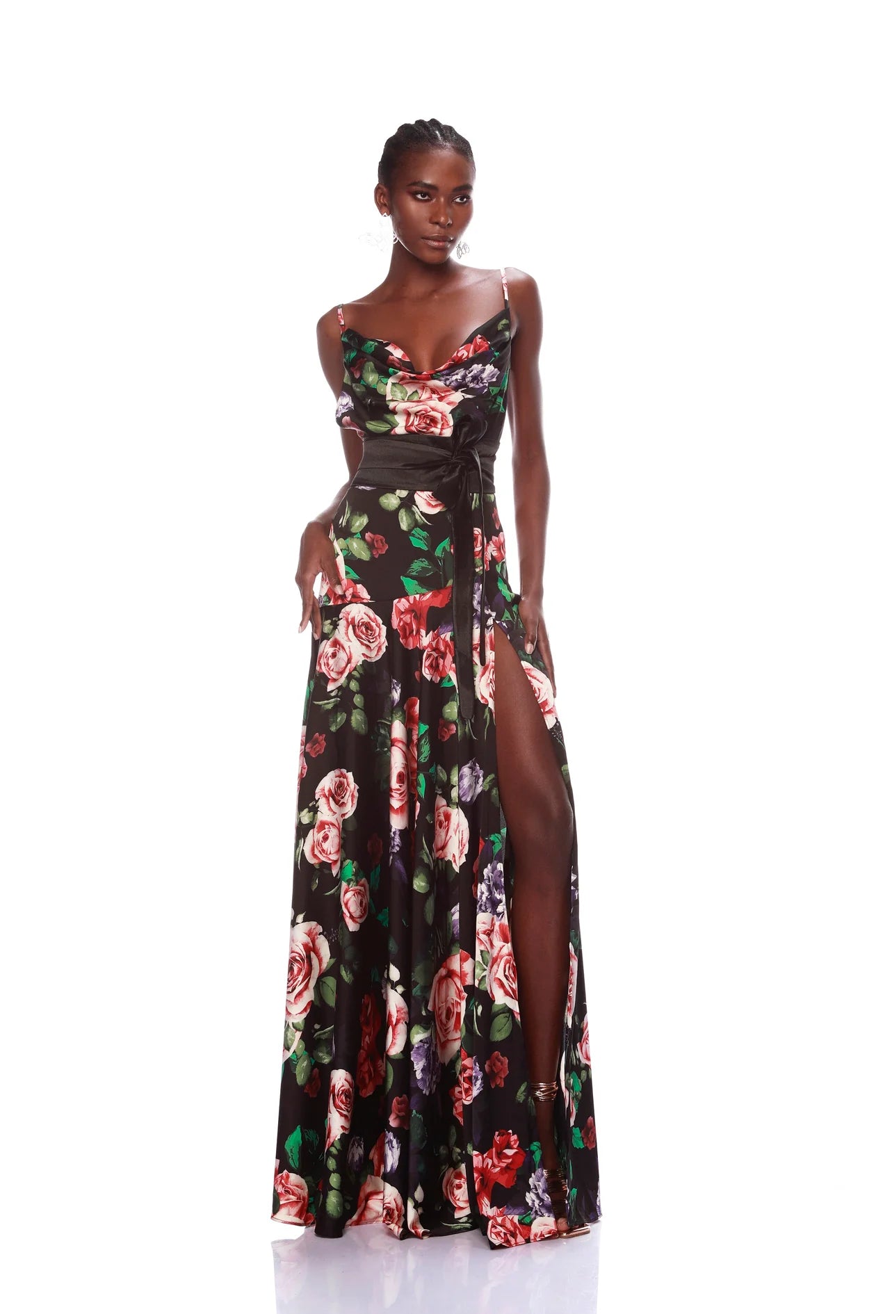 Bronx and Banco - Leo Rose Maxi Dress - Black Floral