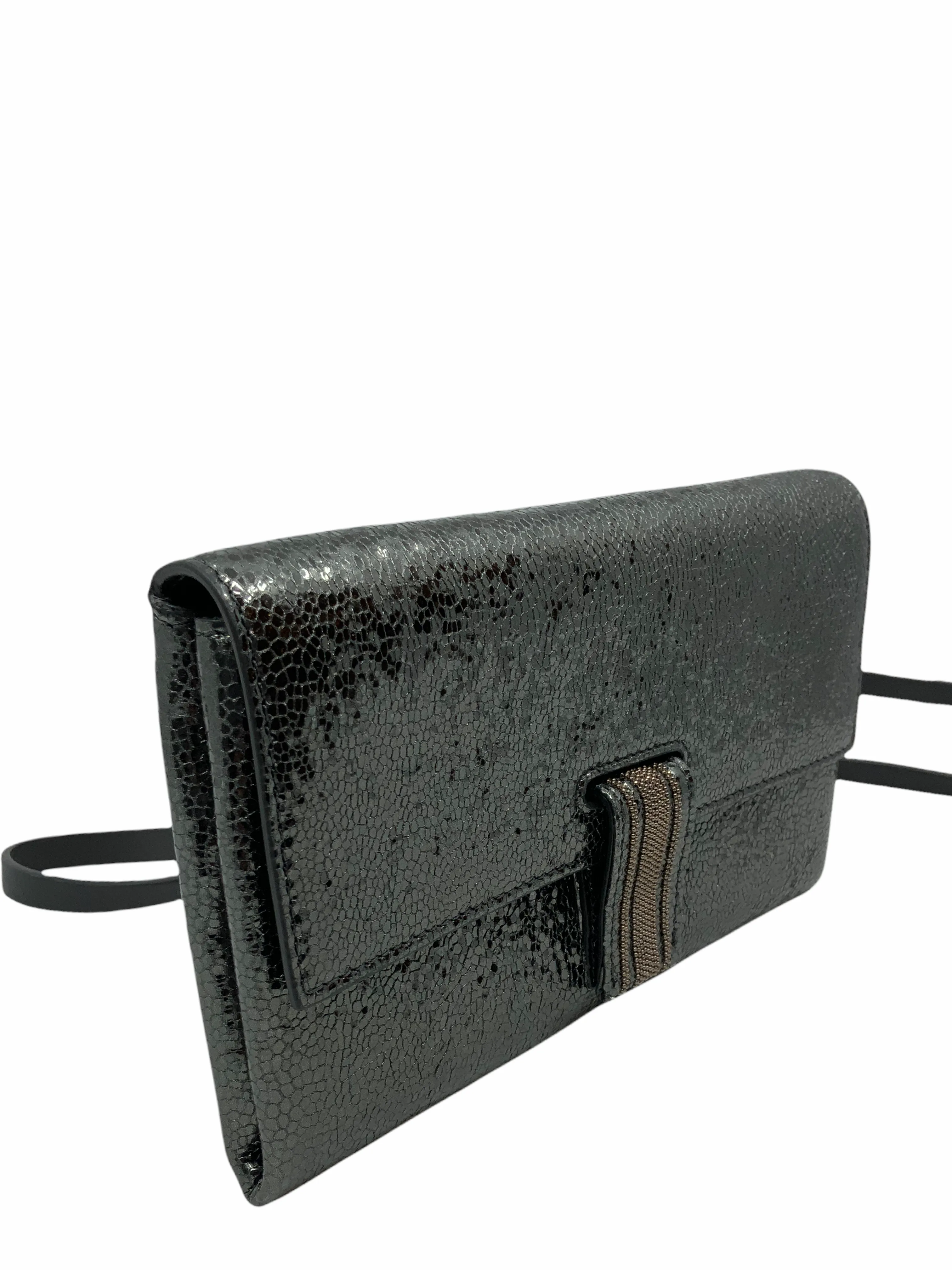 Brunello Cucinelli Metallic Wallet on Strap Crossbody Bag