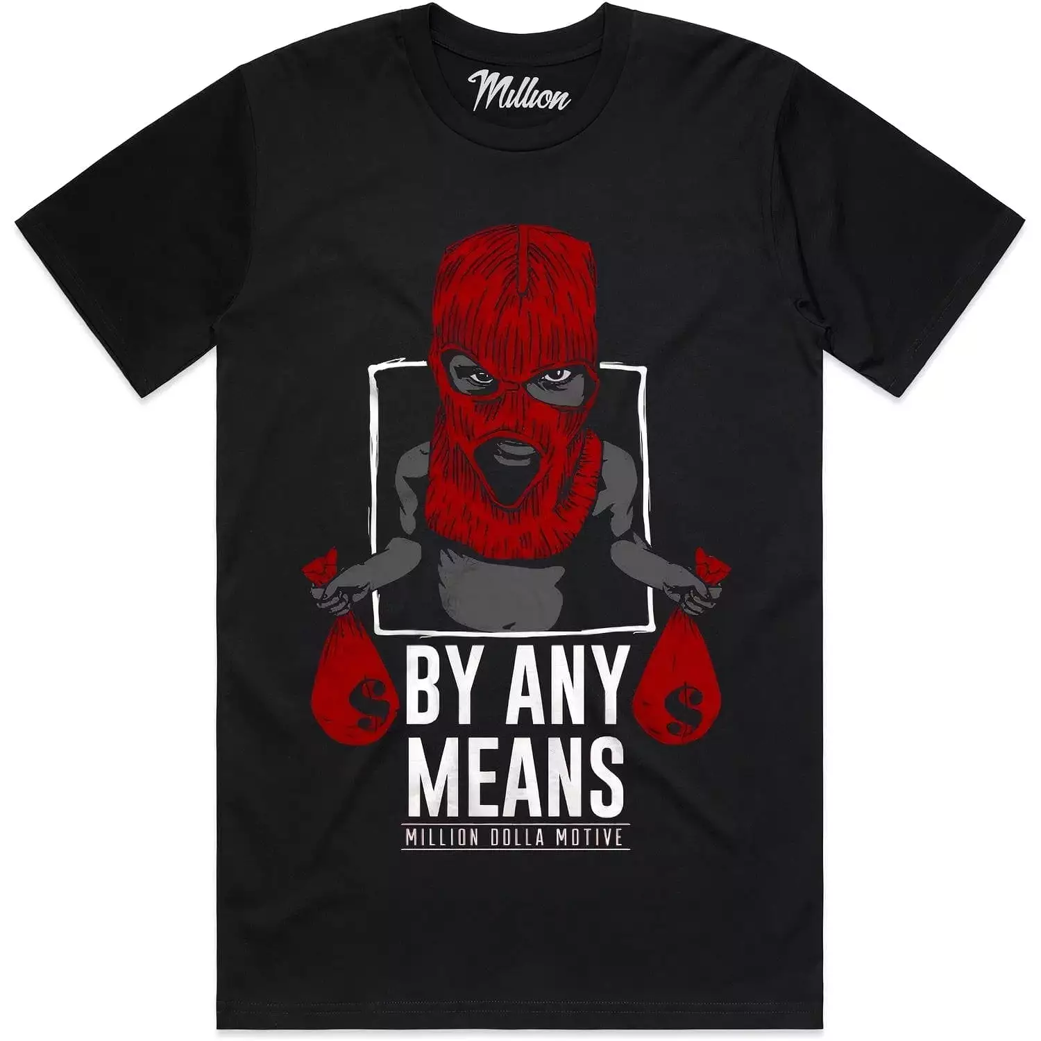 BY ANY MEANS (Red) : Black Sneaker Tees Shirt