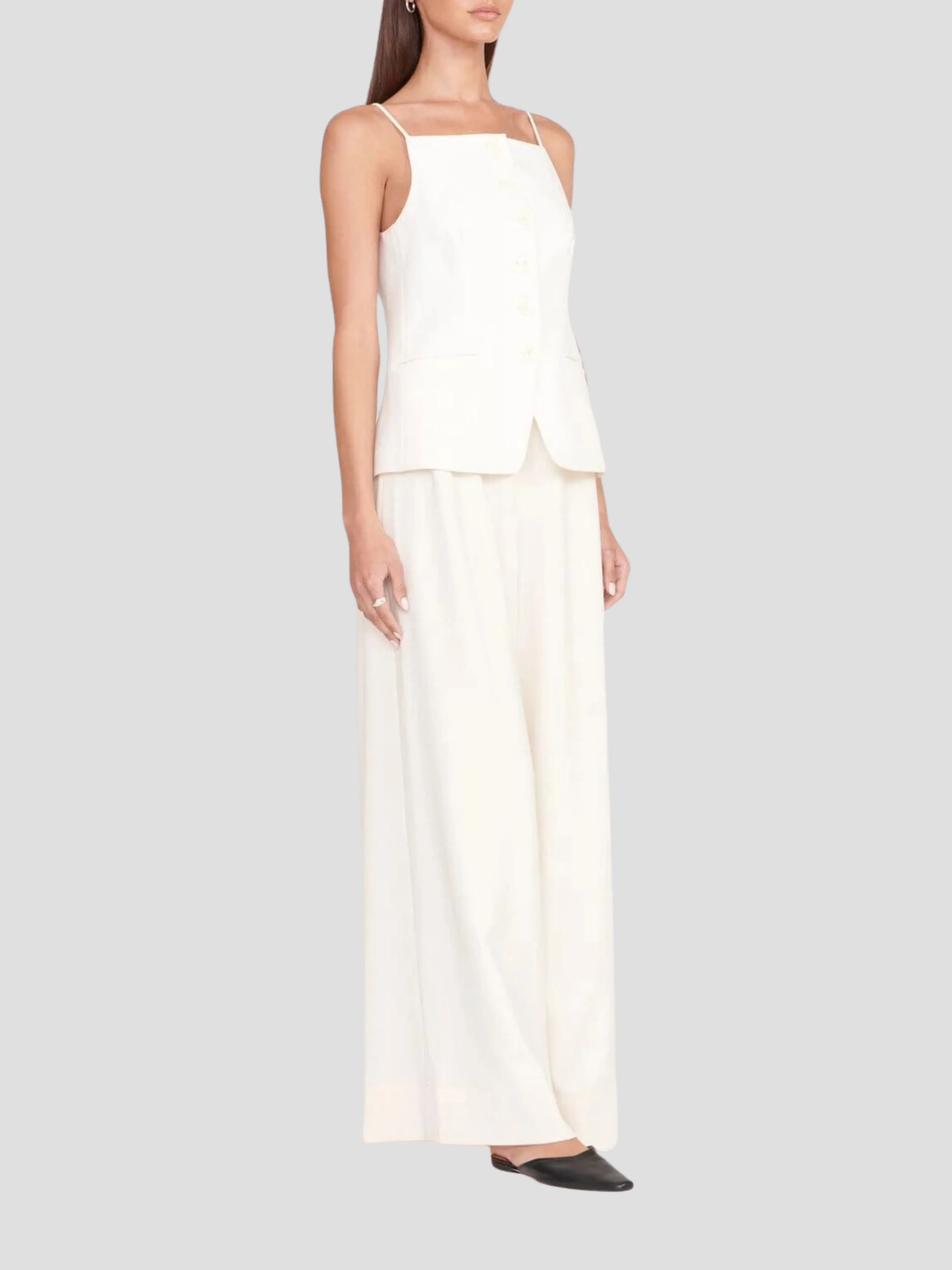 Caleb Ivory Wide-Leg Pant