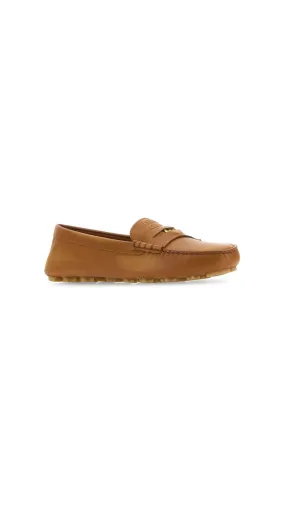 Camel Leather Loafers - Brown