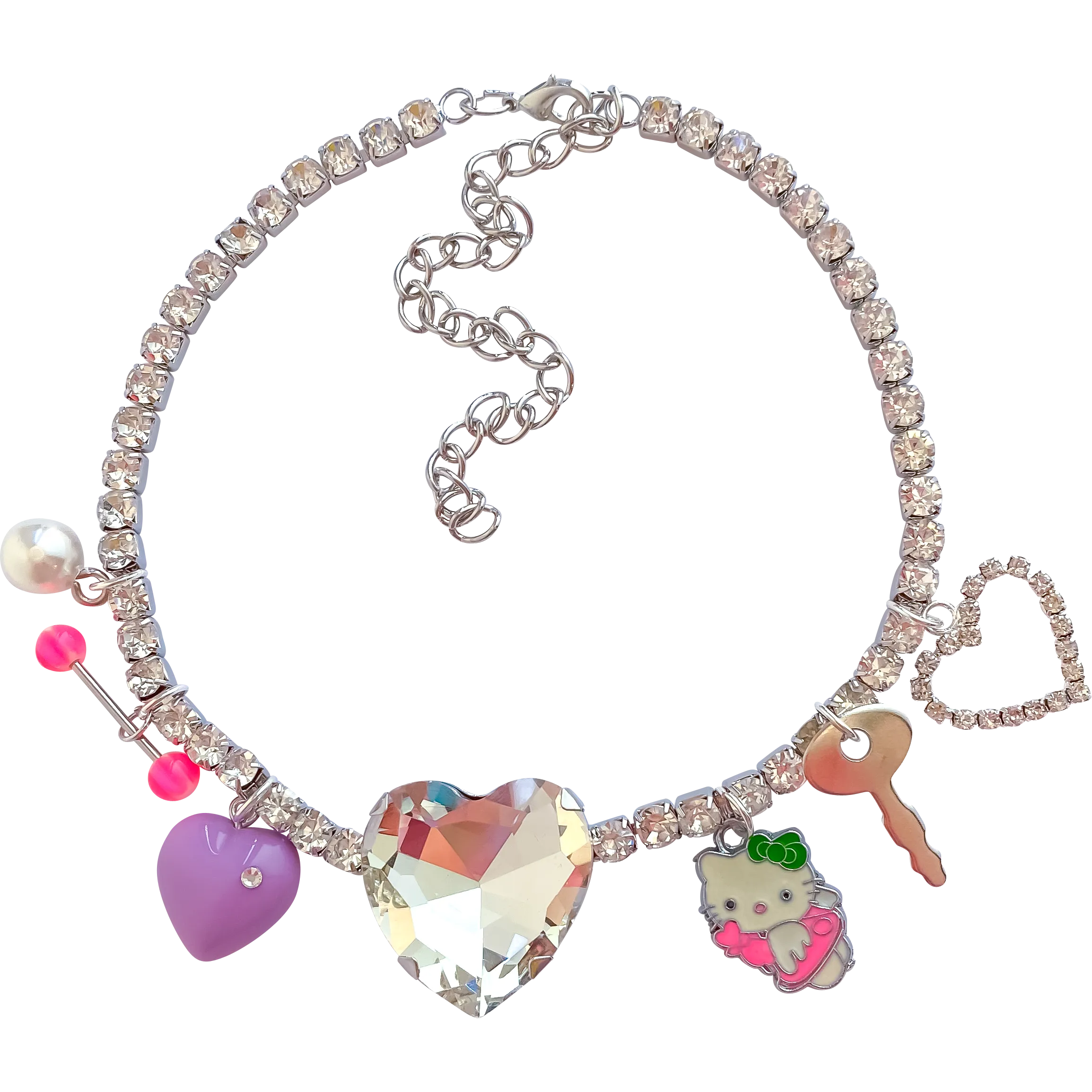 Crystal Heart Charm Necklace