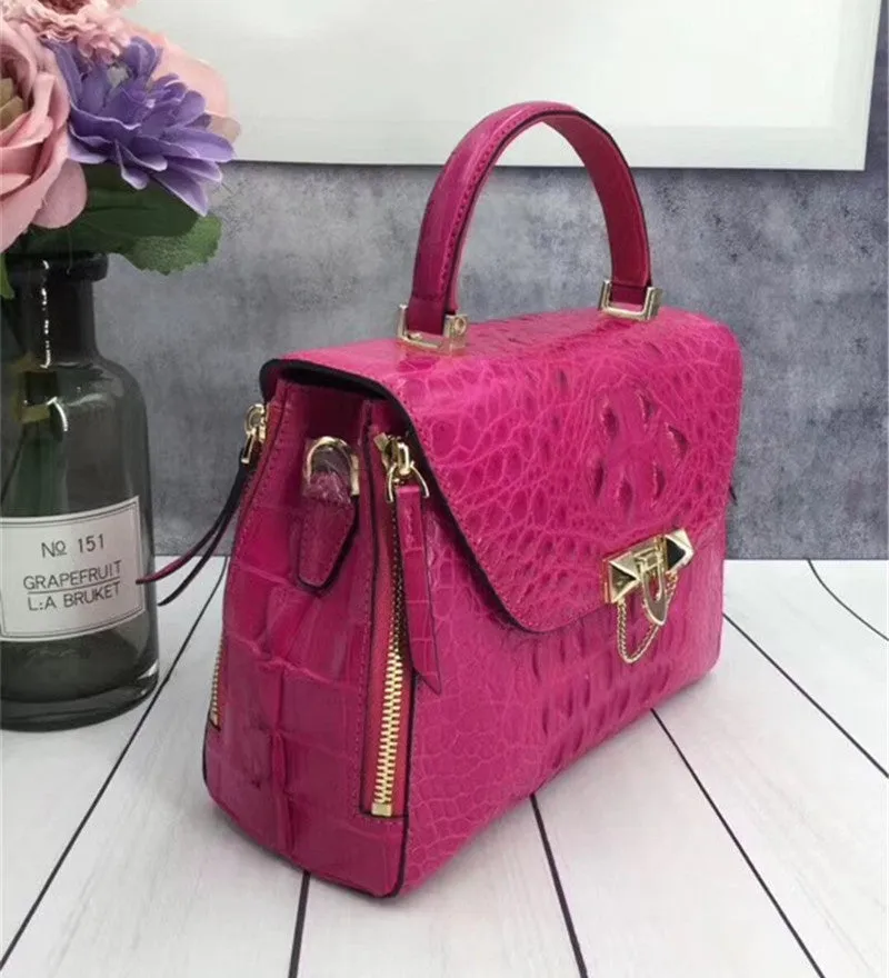 Elegant CHIC Designer Genuine Crocodile Skin Handbag for Women