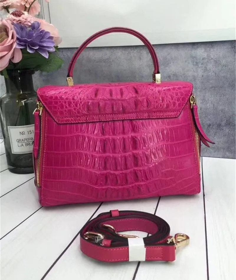 Elegant CHIC Designer Genuine Crocodile Skin Handbag for Women