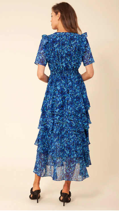 Elsie Tiered Dress - Blue Floral