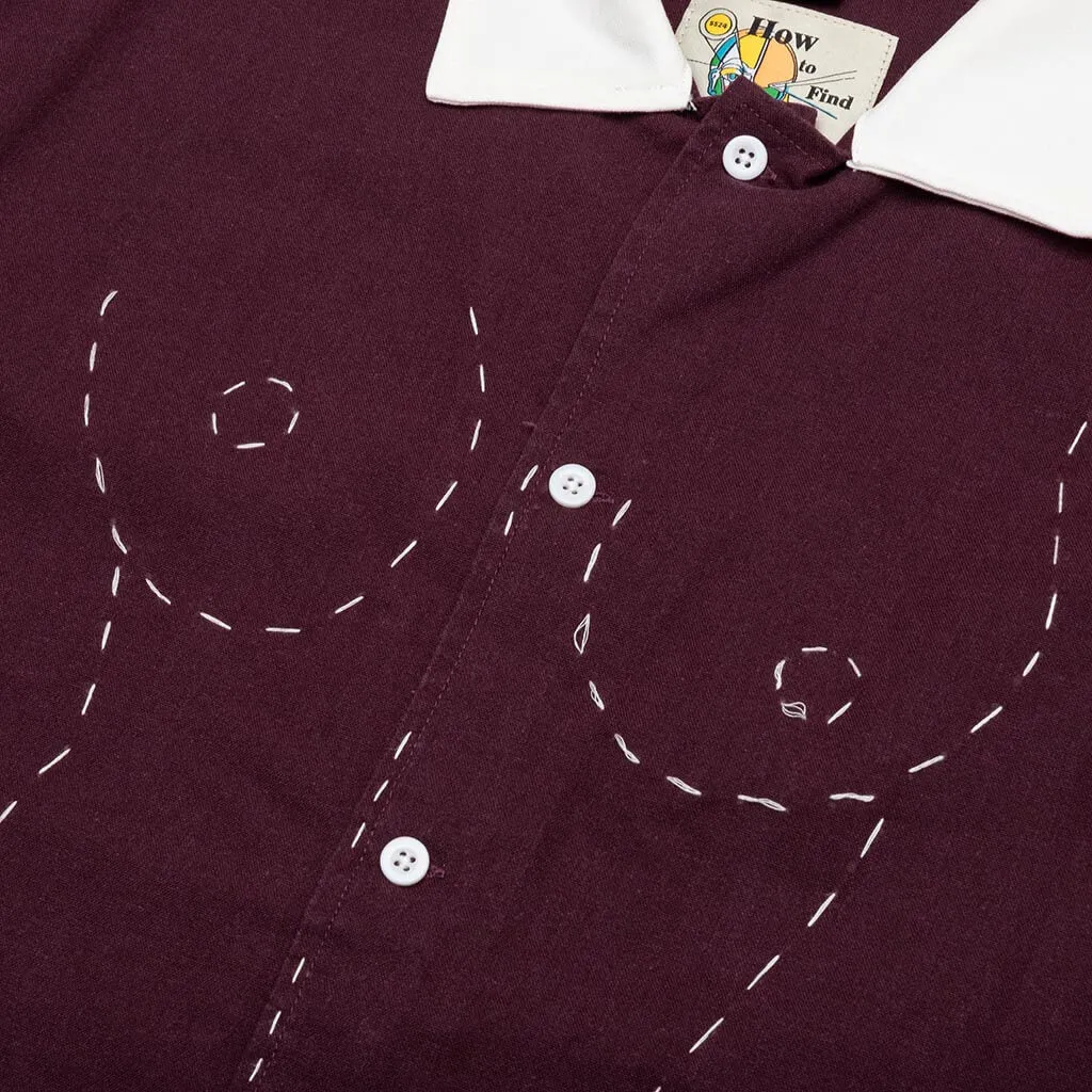 Embroidered Figure Shirt - Wine