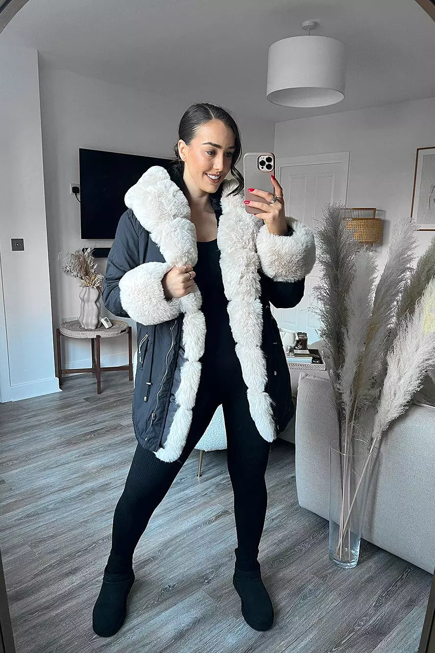 Faux Fur Detachable Fully Lined Versatile Hooded Winter Jacket