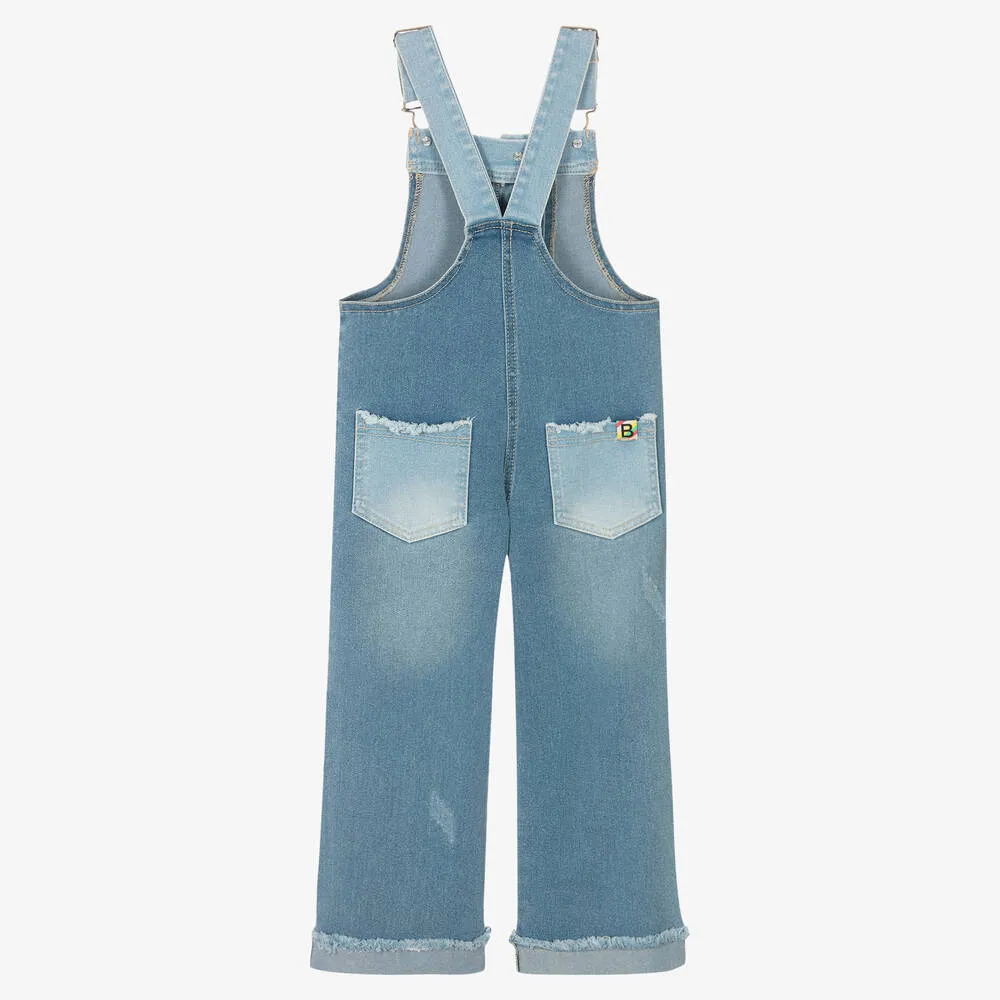 Girls Blue Denim Dungarees