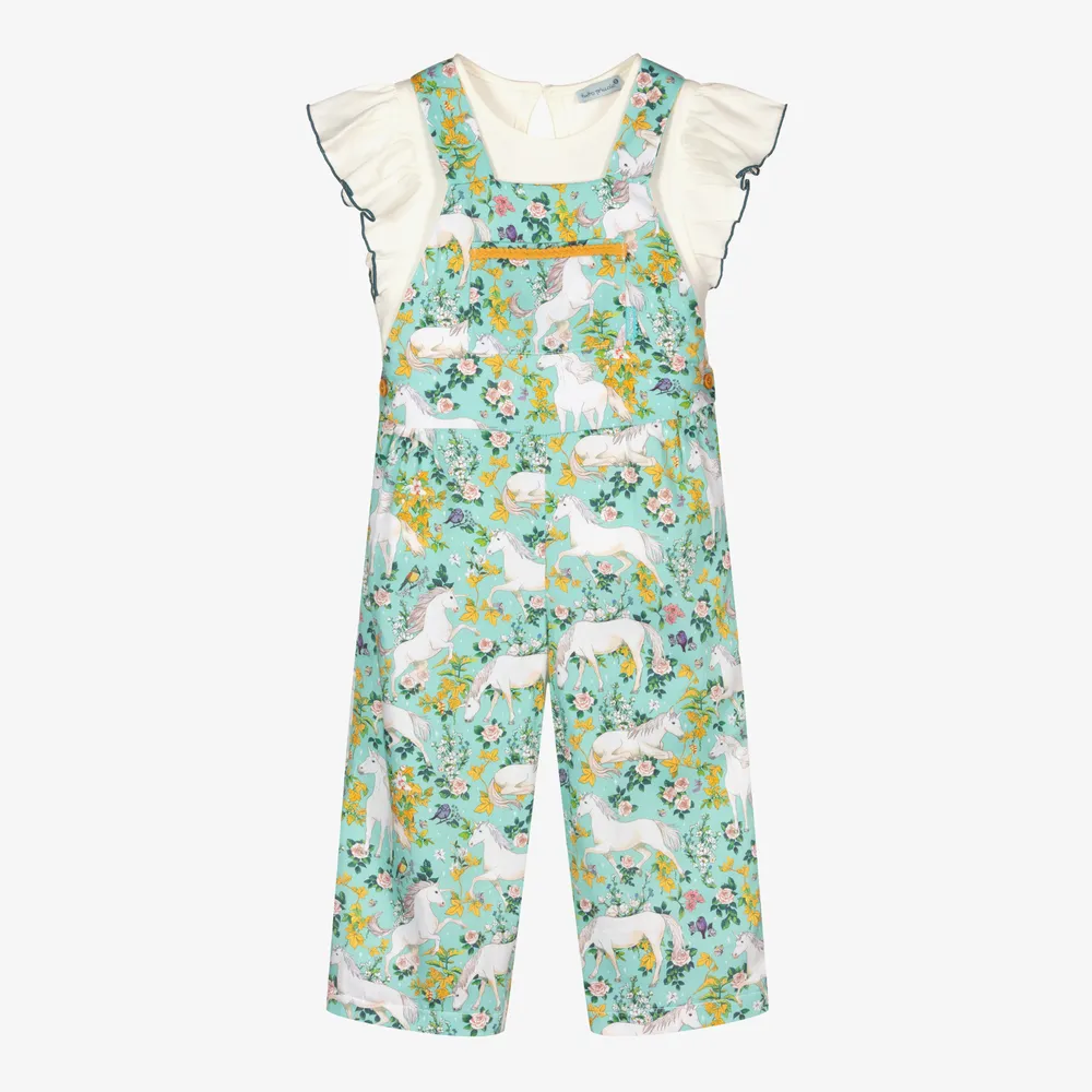 Girls Unicorn Dungarees Set