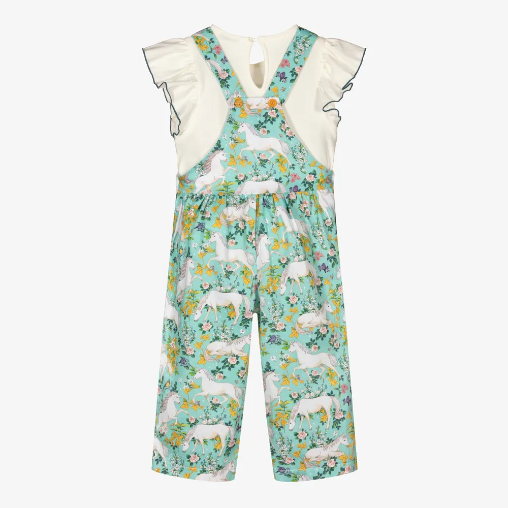 Girls Unicorn Dungarees Set