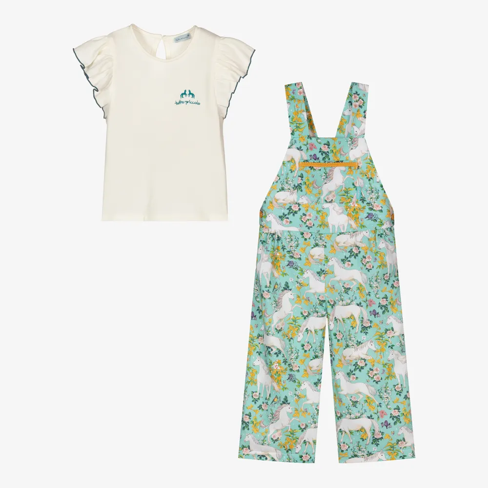 Girls Unicorn Dungarees Set