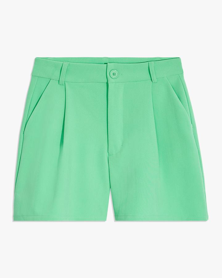 Green trouser herringbone twill shorts