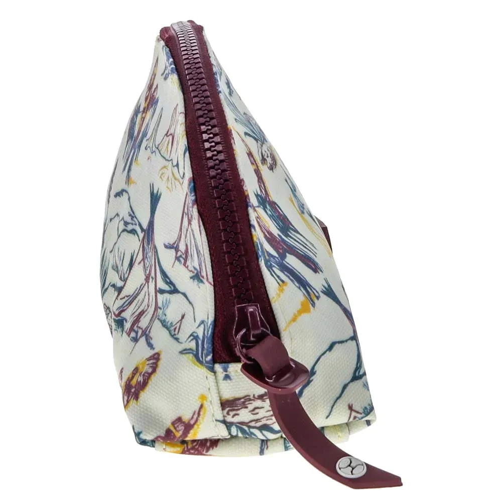 HOOEY HOOEY SMALL ACCESSORY BAG CREAM W/ MAROON PRINT