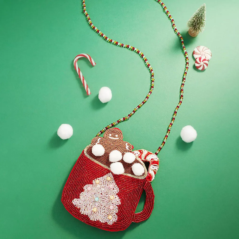 iLLASPARKZ Christmas Hot Chocolate Mug Beaded Mini Crossbody Bag