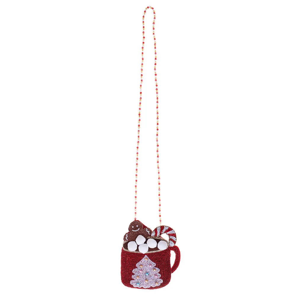 iLLASPARKZ Christmas Hot Chocolate Mug Beaded Mini Crossbody Bag