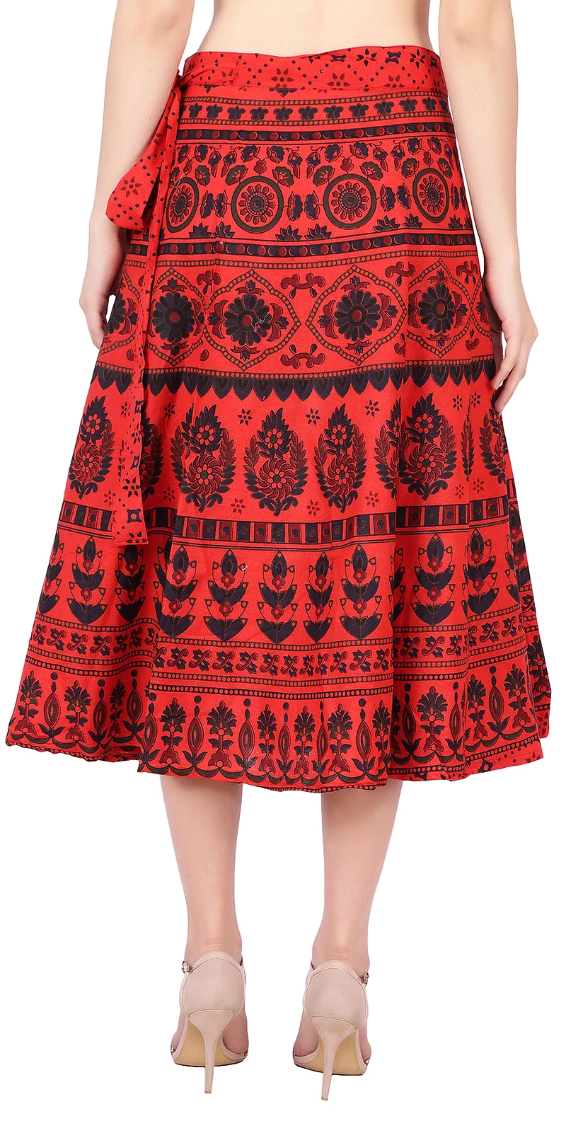 India Skirt Women's Cotton Ethnic Indian Clothing (Red, One Size)