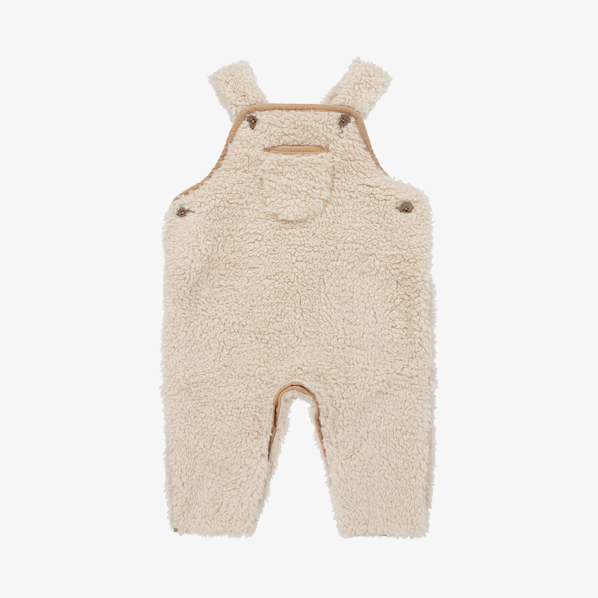 Ivory Sherpa Fleece Baby Dungarees