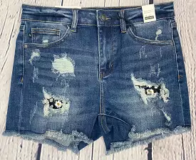 Judy Blue Distressed Shorts with Daisy Patch