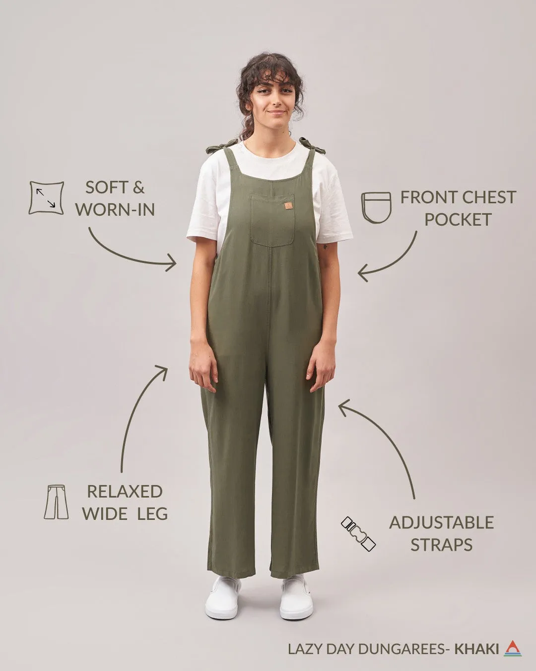 Lazy Day Dungarees - Khaki