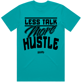 LESS TALK : Teal Sneaker Tees Shirt (black ink)