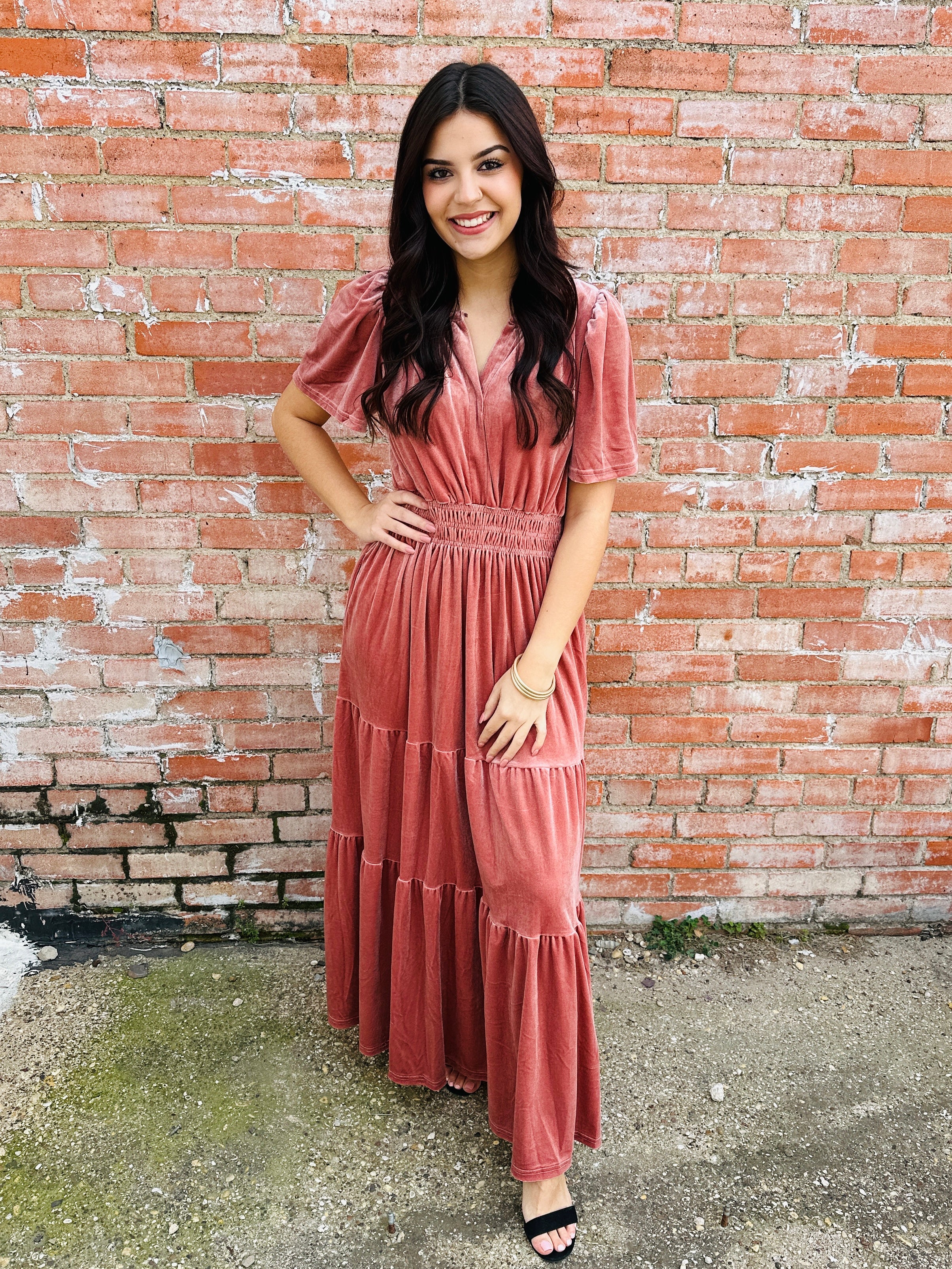 Living in a Fairytale Velvet Dress  Blush