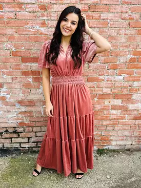 Living in a Fairytale Velvet Dress  Blush