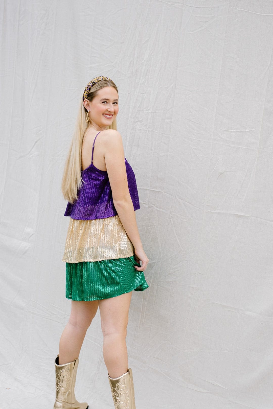 Mardi Gras Sequin Tiered Dress