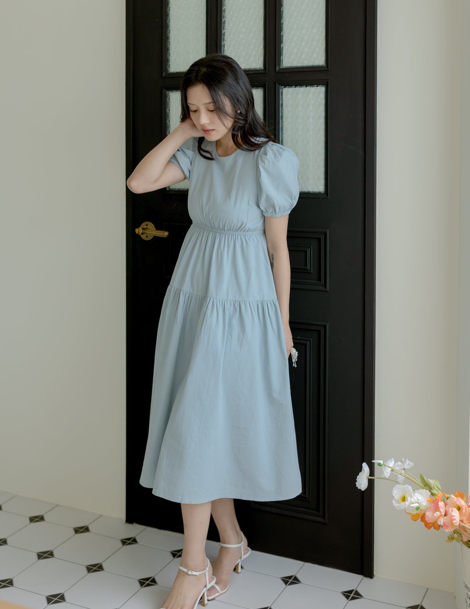 Matilda Tiered Dress in Blue