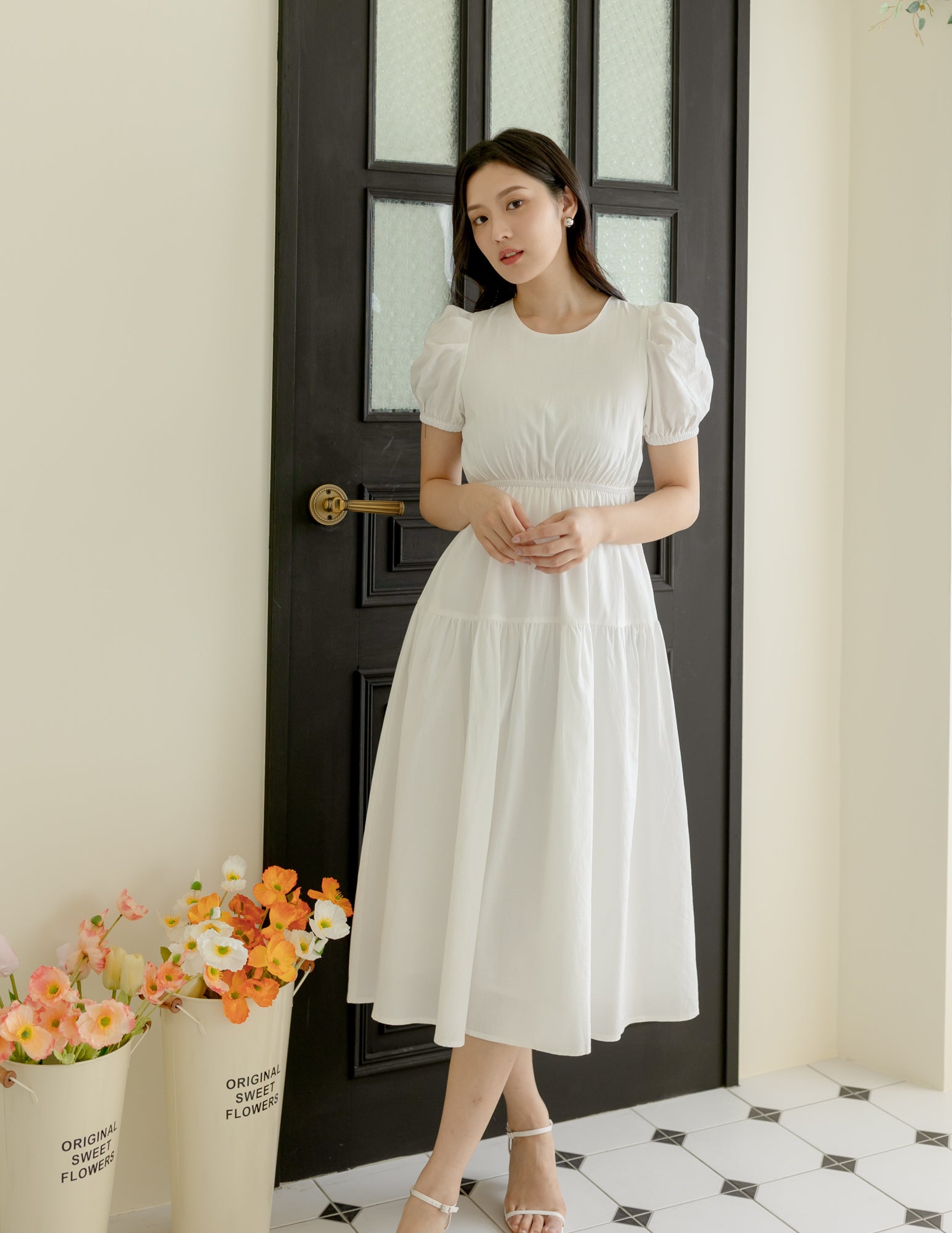 Matilda Tiered Dress in White