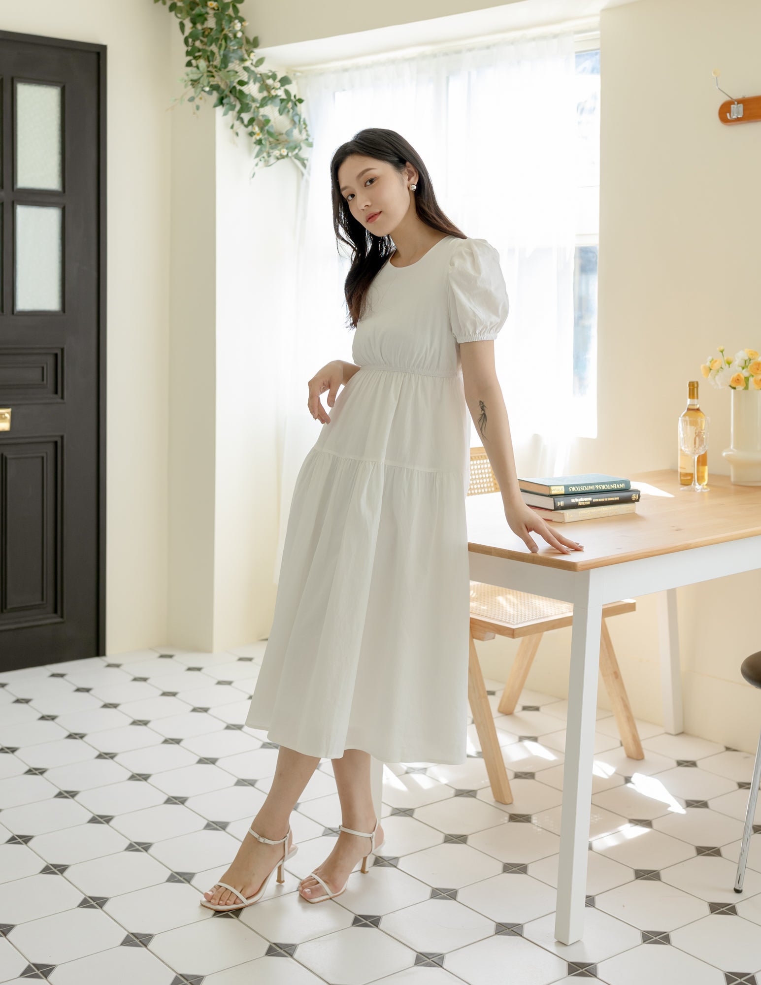 Matilda Tiered Dress in White