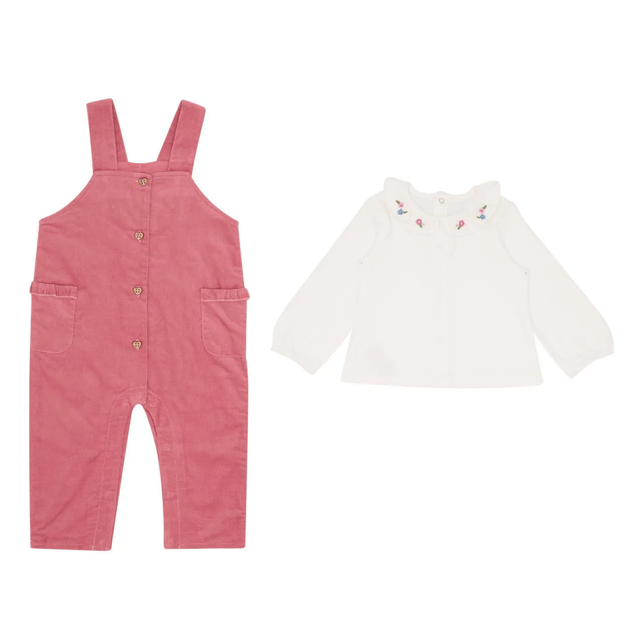 MAYORAL Two-Piece Dungarees & T-Shirt Set - Pink