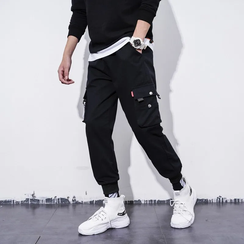 Men's Autumn Polyester Regular Fit Mid Waist Casual Military Cargo Pants