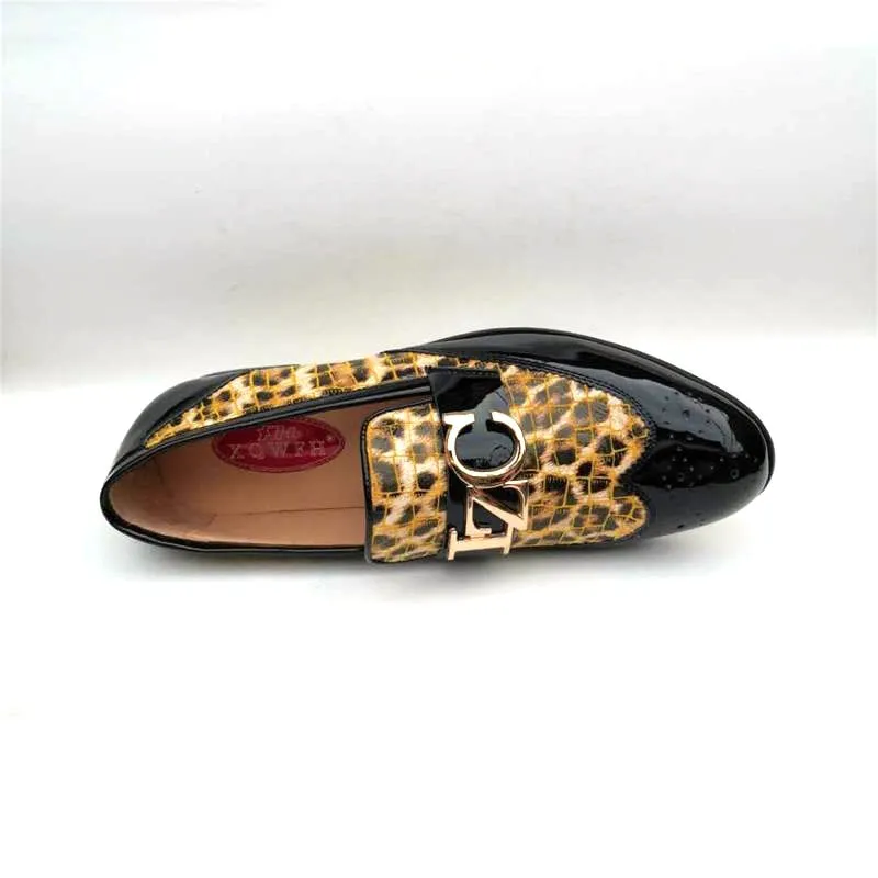 Men's Hand-Painted Leopard Pattern Slip-On Business Party Style Loafers